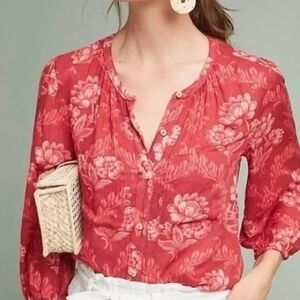 Floral Red Blouse